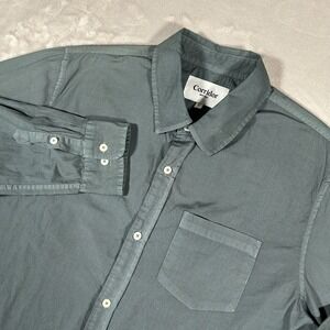 Corridor Shirt Mens Large Green 100% Cotton Long Sleeve Button Up Pocket Casual